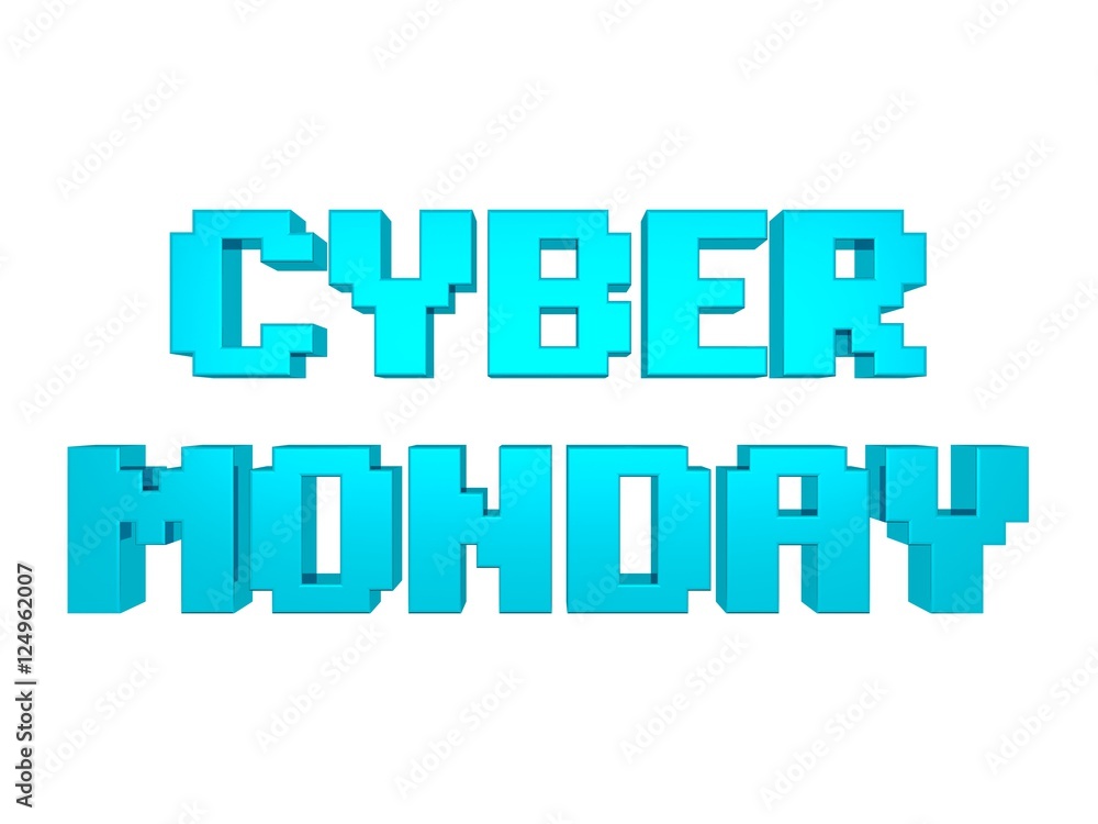 Cyber monday background with blue metallic pixel font Cyber monday background with blue metallic pixel font