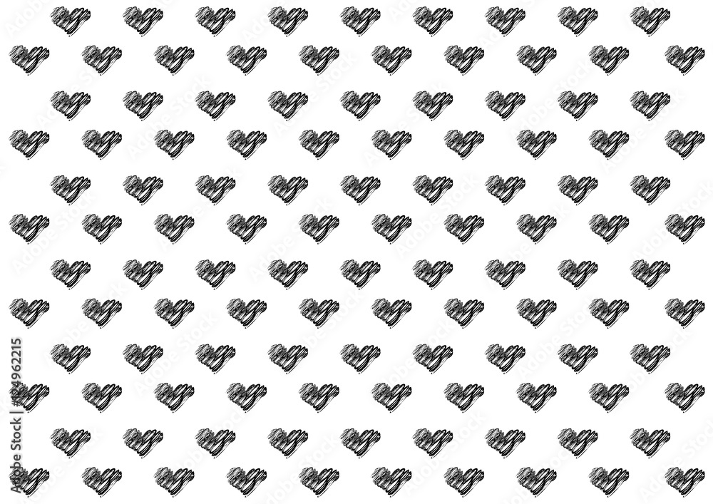 Abstract hearts drawing style illustration black on white background | pattern creative design