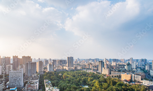 aerial view of cityscape in China. © fanjianhua