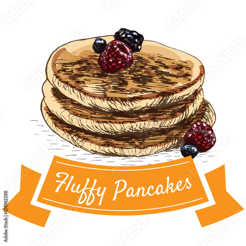 Fluffy pancakes colorful illustration.