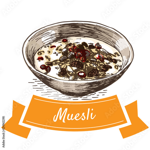 Muesli colorful illustration.