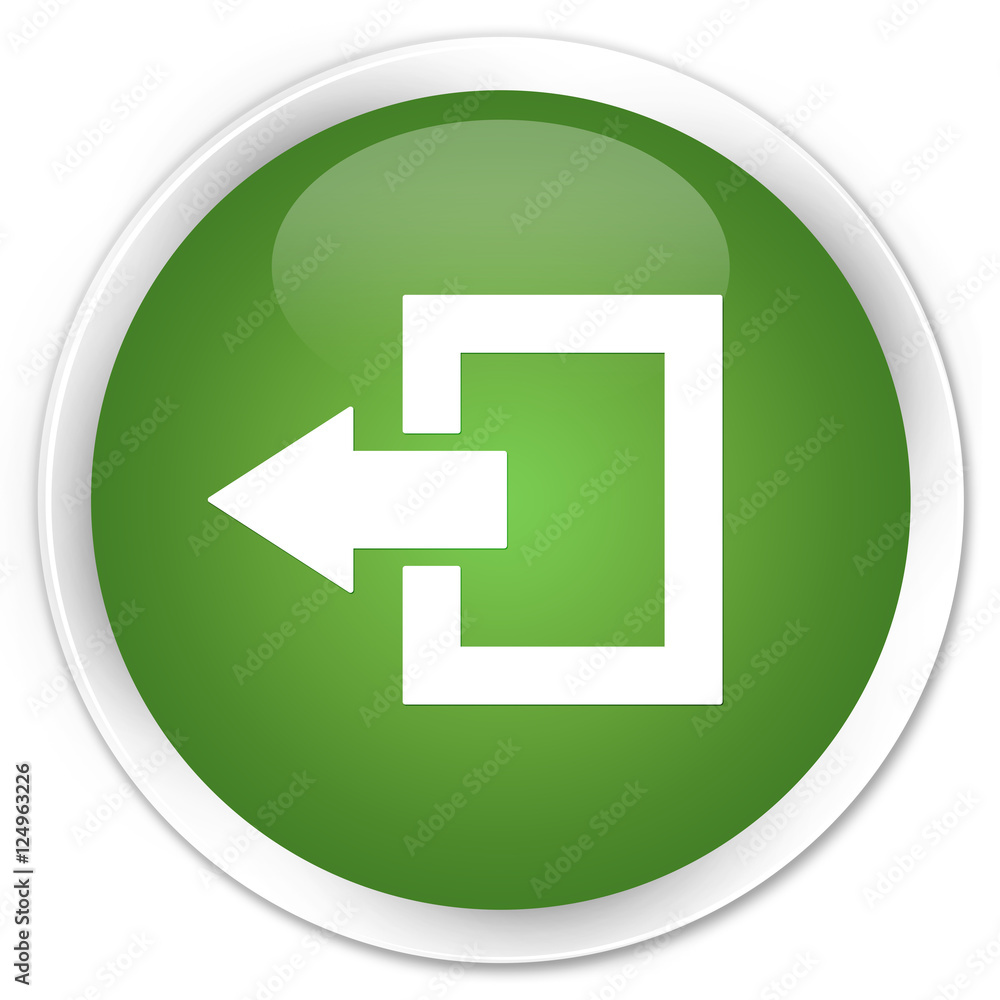Logout icon soft green glossy round button Logout icon soft green glossy round button