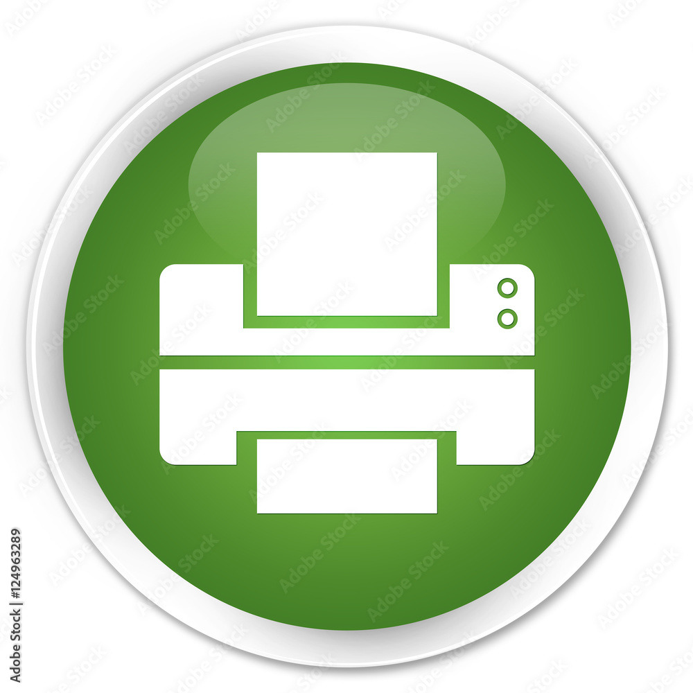 Printer icon soft green glossy round button Printer icon soft green glossy round button