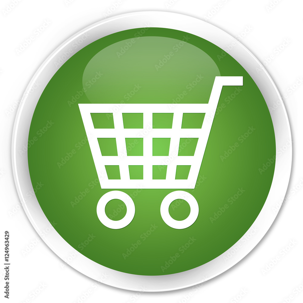 Ecommerce icon soft green glossy round button Ecommerce icon soft green glossy round button