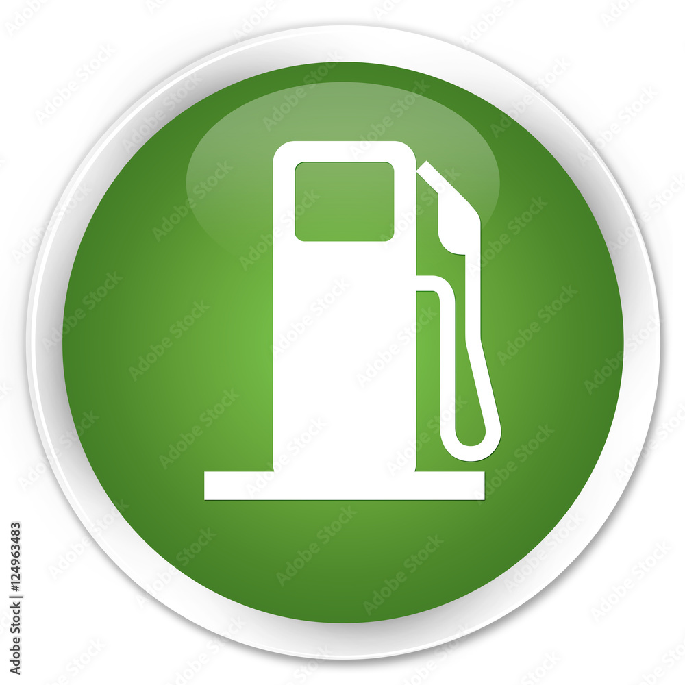 Fuel dispenser icon soft green glossy round button Fuel dispenser icon soft green glossy round button