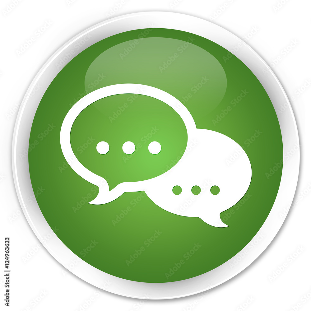 Talk bubble icon soft green glossy round button Talk bubble icon soft green glossy round button