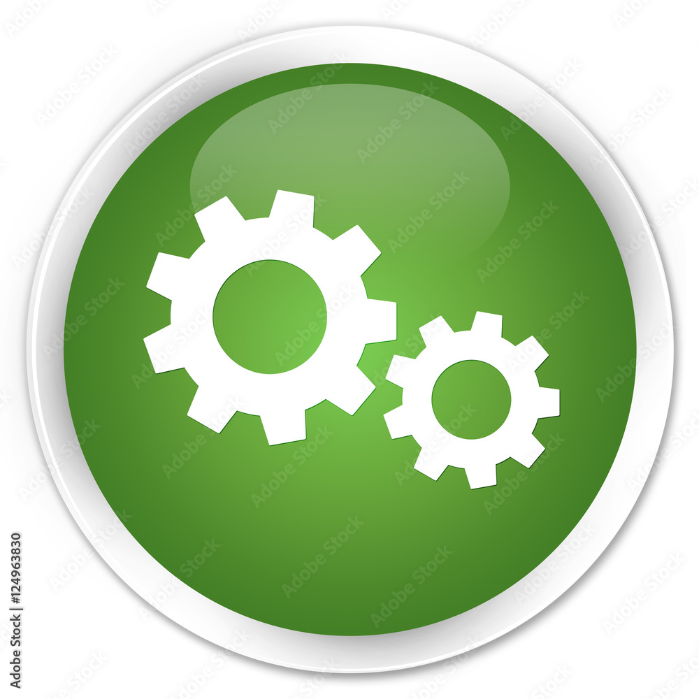 Process icon soft green glossy round button Process icon soft green glossy round button