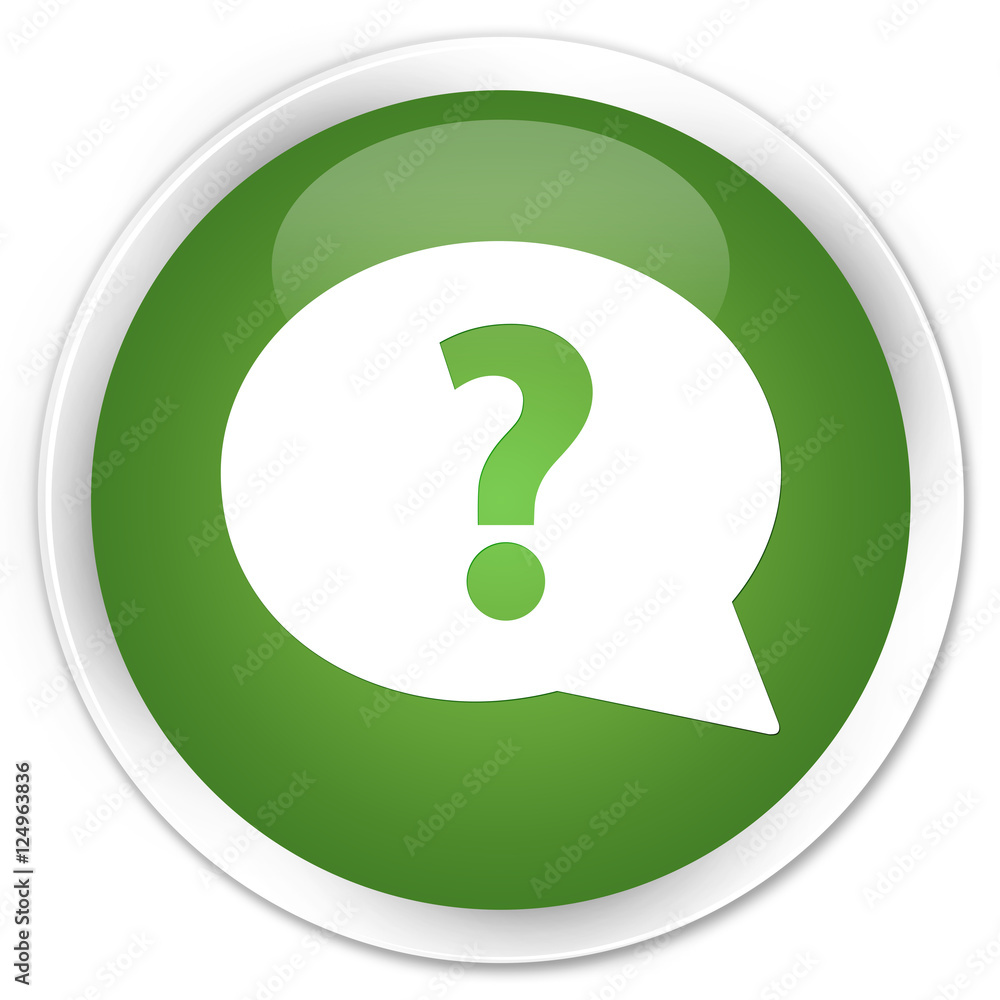 Question mark bubble icon soft green glossy round button Question mark bubble icon soft green glossy round button