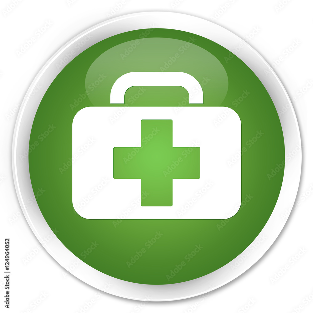 Medical bag icon soft green glossy round button Medical bag icon soft green glossy round button