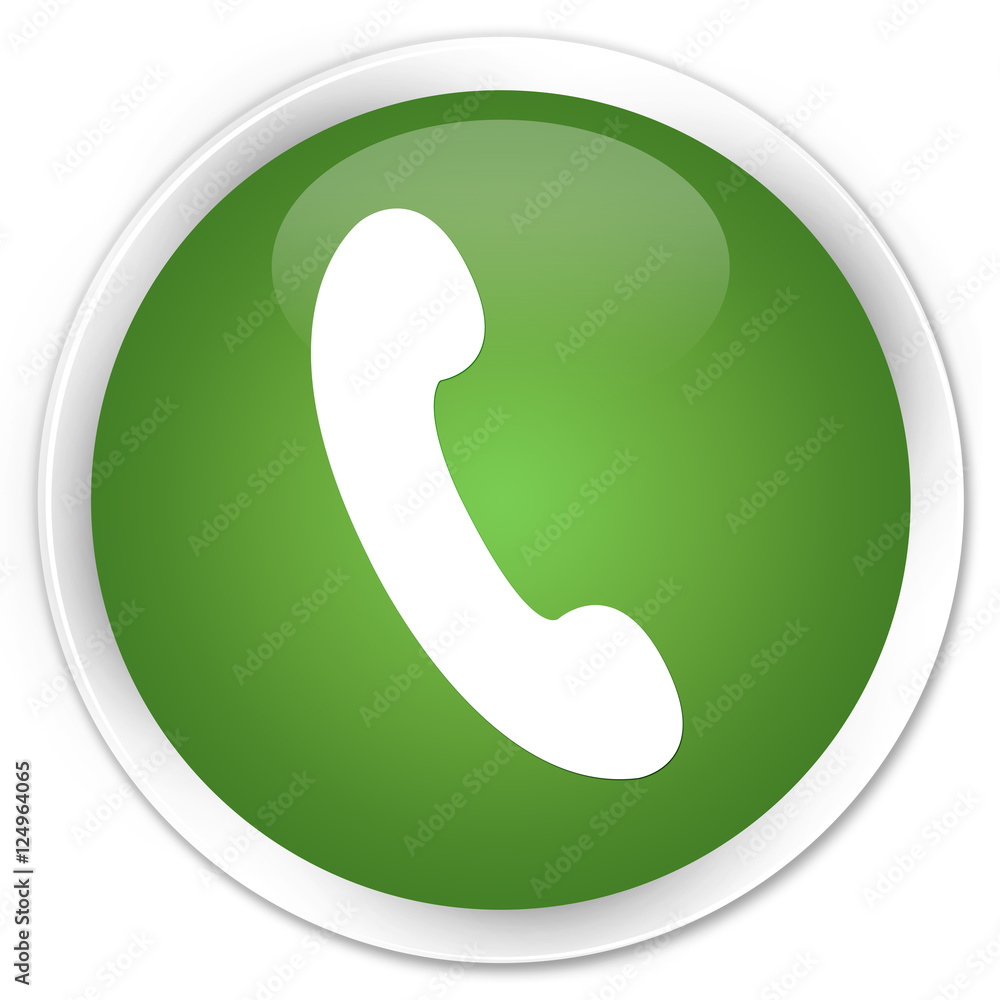 Phone icon soft green glossy round button Phone icon soft green glossy round button