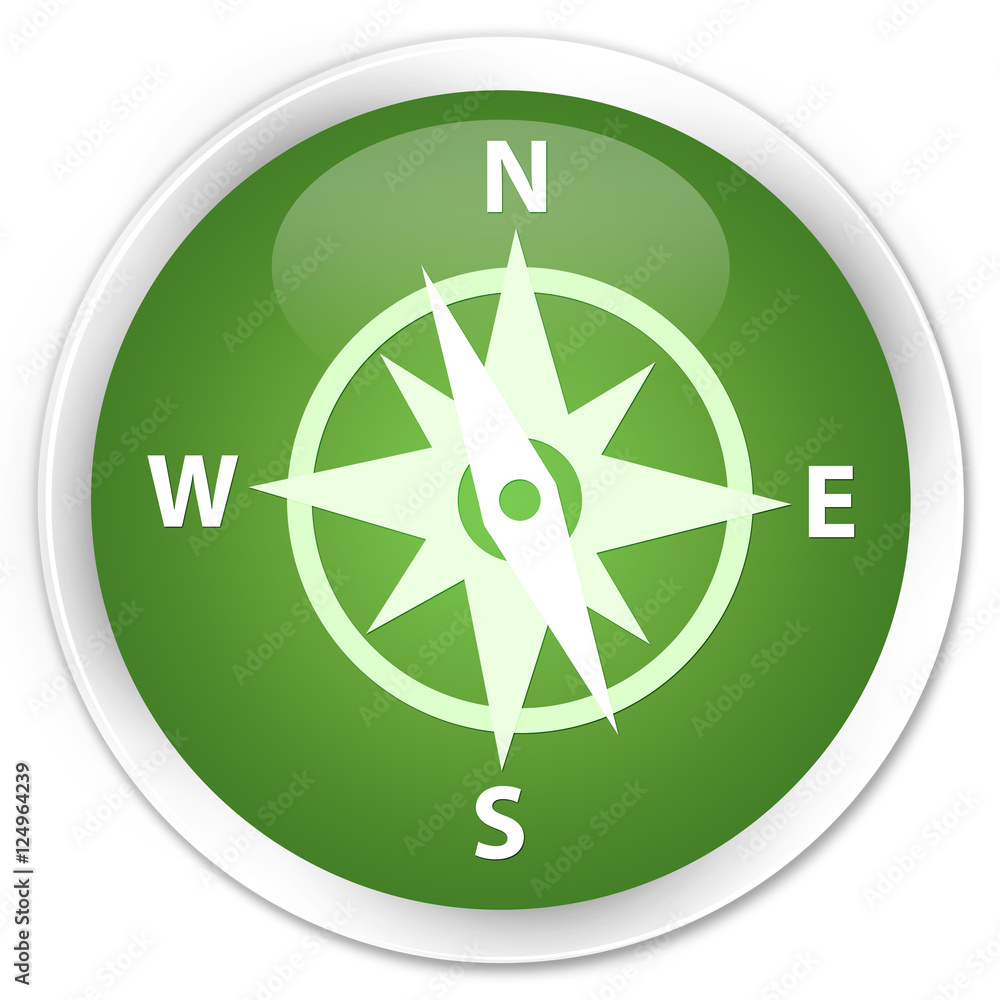 Compass icon soft green glossy round button Compass icon soft green glossy round button