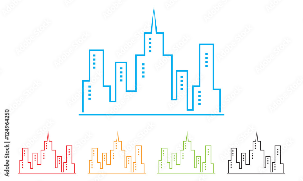 city, towers, urban logo design