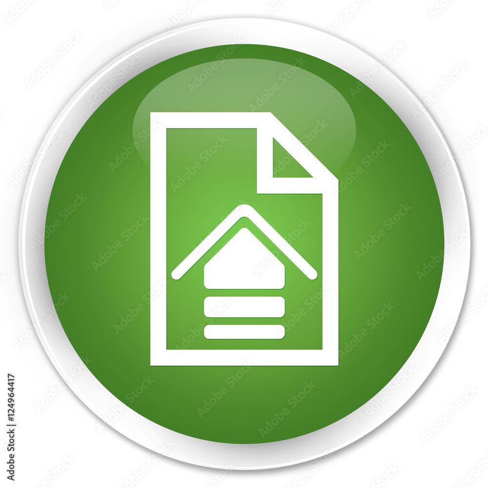 Upload document icon soft green glossy round button Upload document icon soft green glossy round button