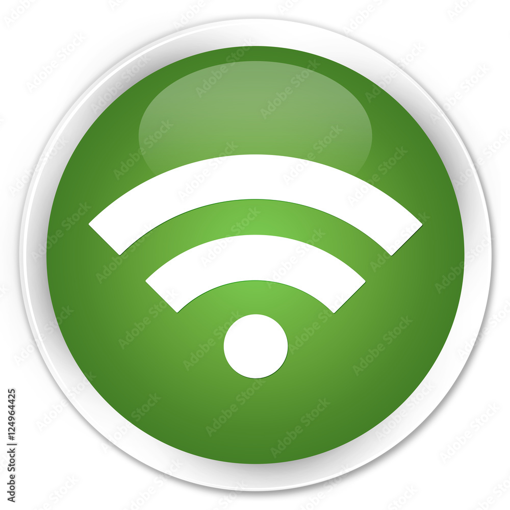 Wifi icon soft green glossy round button