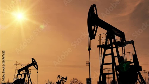 Fracking Oil Well Silhouettes
