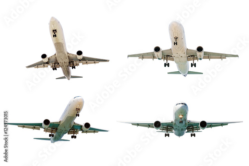Set of airplanes isolated on white background.