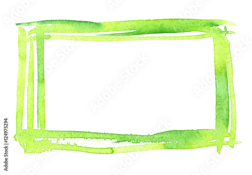 Bright green frame painted in watercolor on clean white background