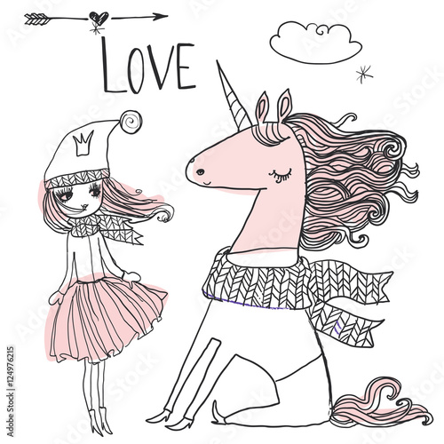 Dekoracja na wymiar  doodle-princess-with-unicorn
