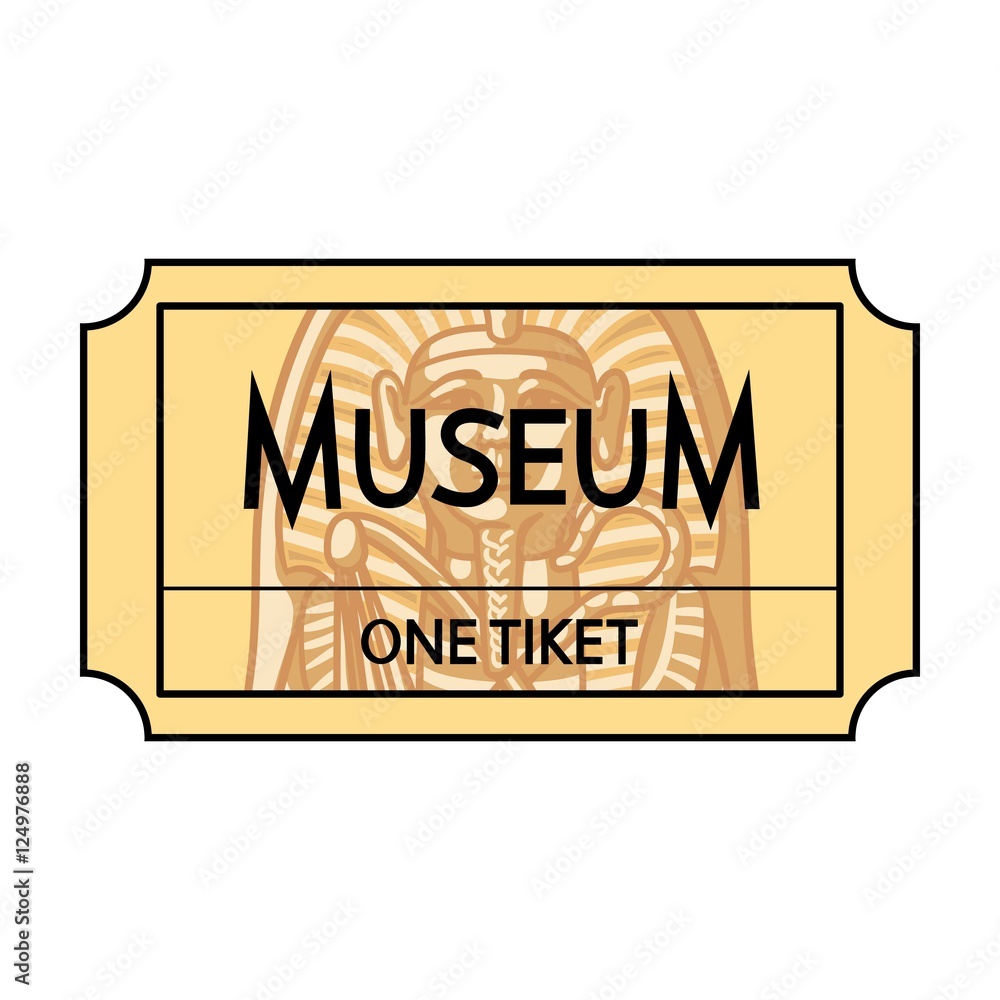 Ticket to the museum icon in cartoon style isolated on white background.  Museum symbol stock vector illustration. Stock Vector | Adobe Stock