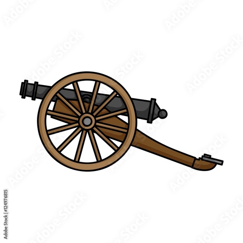 Cannon icon in cartoon style isolated on white background. Museum symbol stock vector illustration.