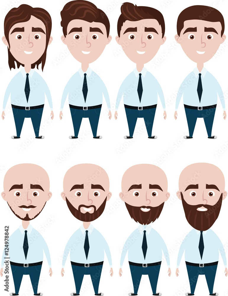 Progress of man haircuts. Male hair evolution. Progress of man haircuts. Male hair evolution.