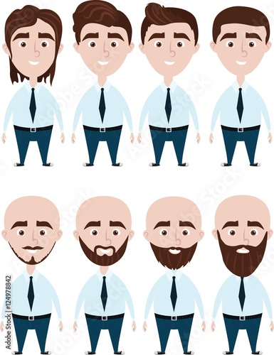 Progress of man haircuts. Male hair evolution.