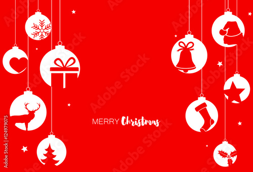 Christmas Card with hanging baubles