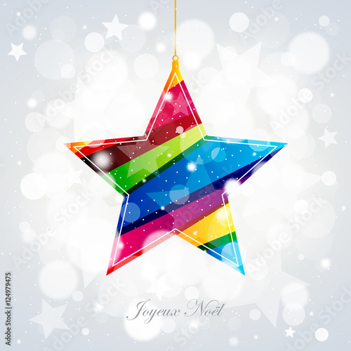 Joyeux Noël ! Carte de vœux avec étoile colorée
