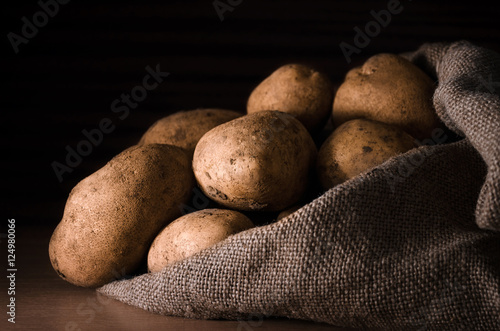 Fresh potatoes in the sack