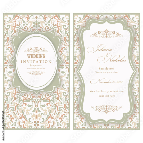 Set of 2 Wedding Invitation card Baroque