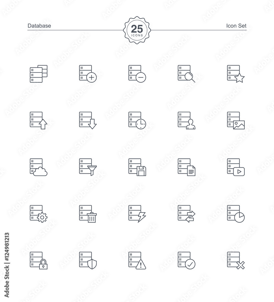 Database icons set, Vector illustration