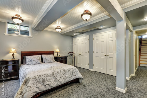 Gray bedroom interior downstairs photo