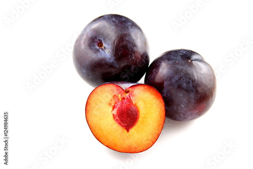 blue plum fruits isolated