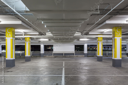 Parking garage interior, industrial building,Empty underground.