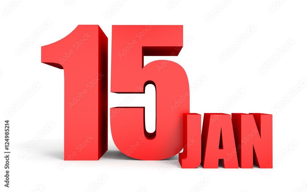 January 15. Text on white background. January 15. Text on white background.