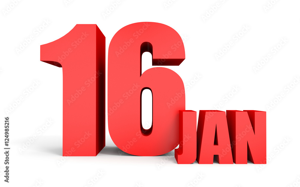 January 16. Text on white background. January 16. Text on white background.
