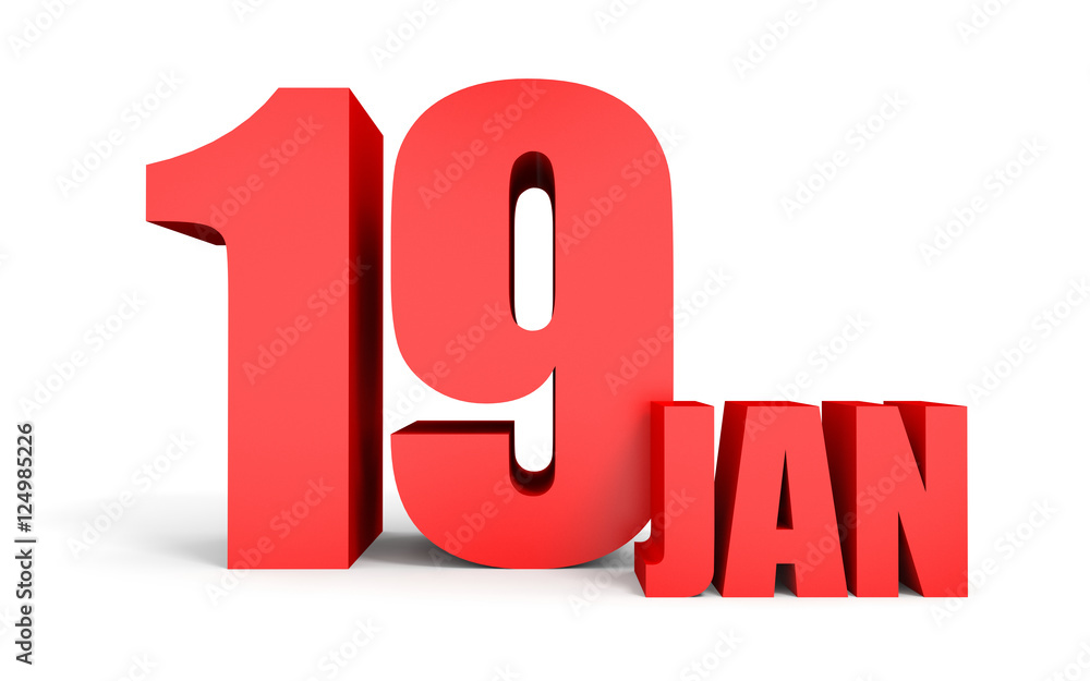 January 19. Text on white background. January 19. Text on white background.