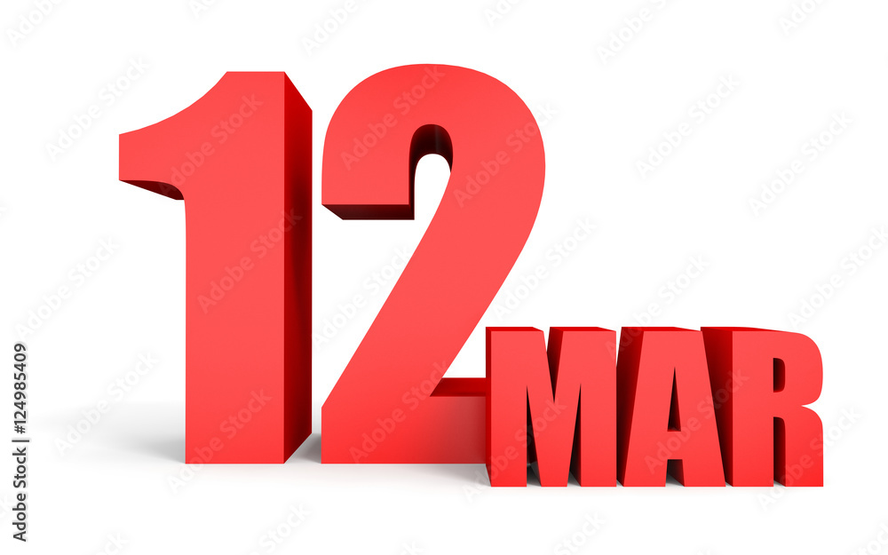 March 12. Text on white background. March 12. Text on white background.