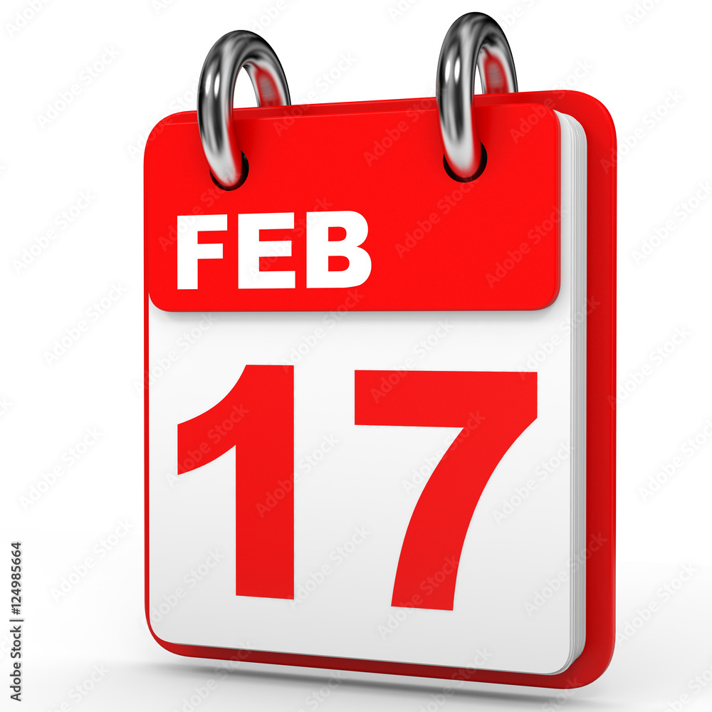 February 17. Calendar on white background. February 17. Calendar on white background.