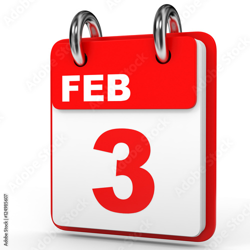 February 3. Calendar on white background.