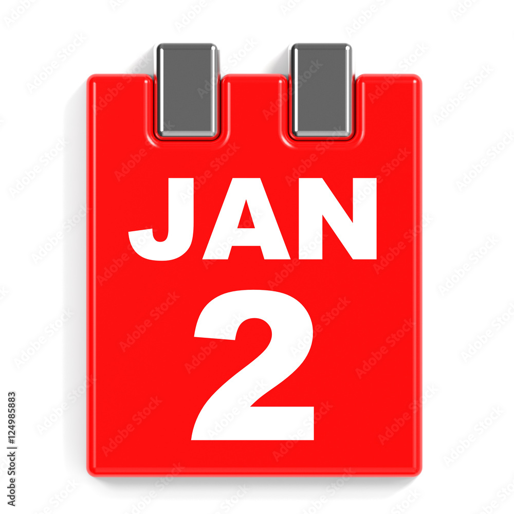 January 2. Calendar on white background. January 2. Calendar on white background.