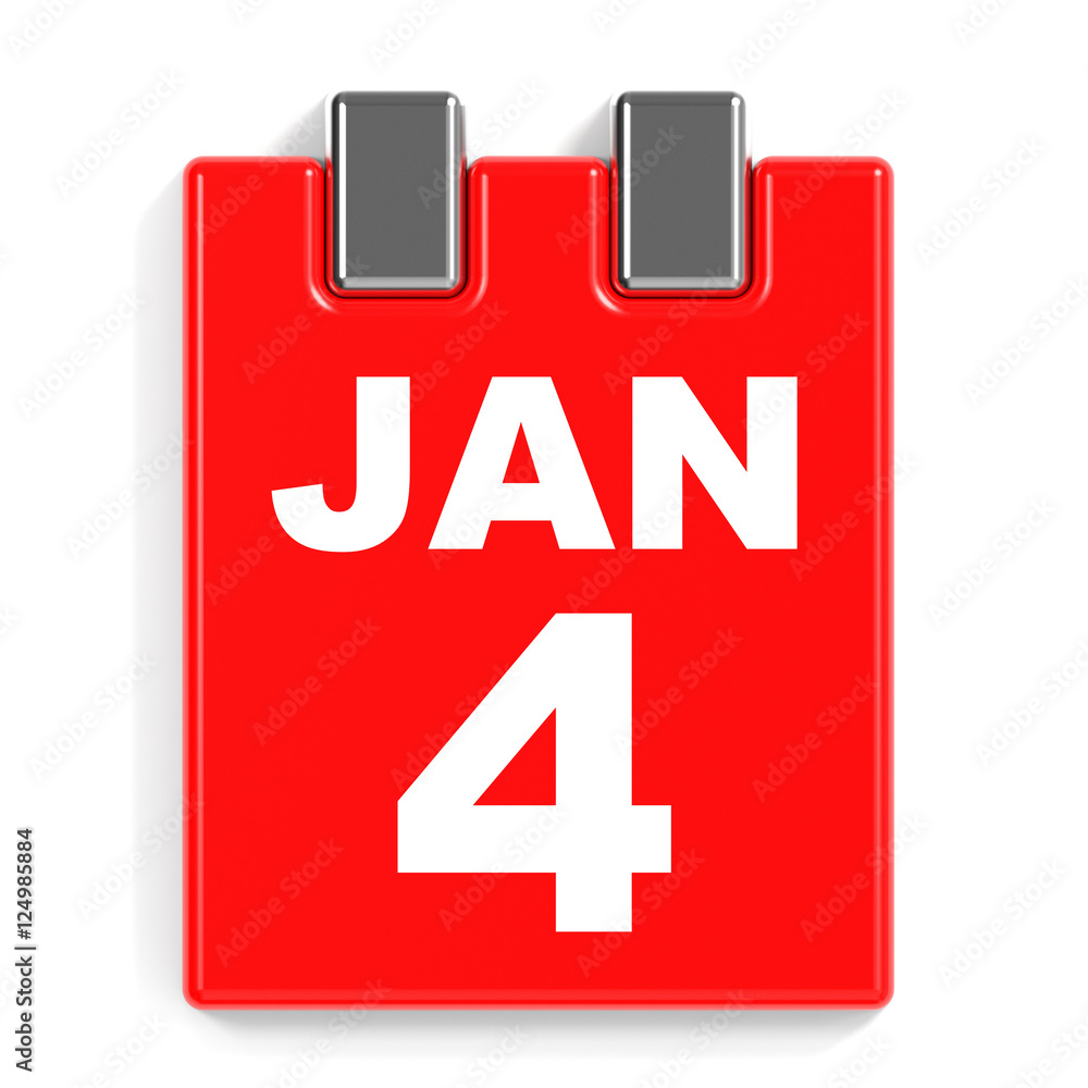 January 4. Calendar on white background. January 4. Calendar on white background.