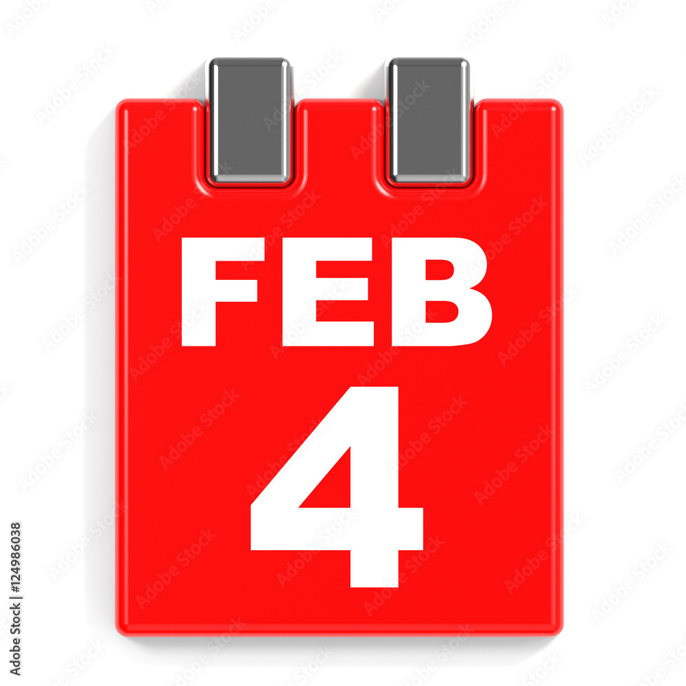 February 4. Calendar on white background. February 4. Calendar on white background.