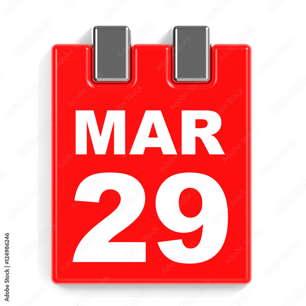 March 29. Calendar on white background. March 29. Calendar on white background.