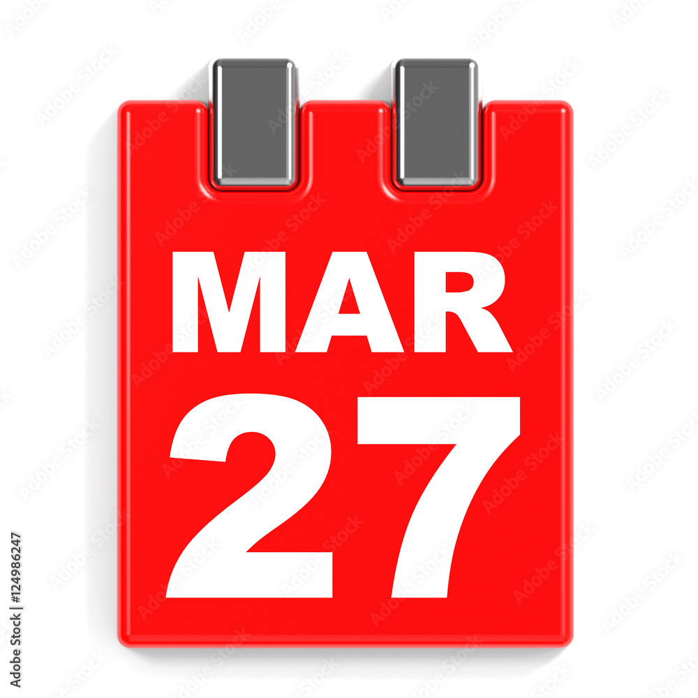March 27. Calendar on white background. March 27. Calendar on white background.