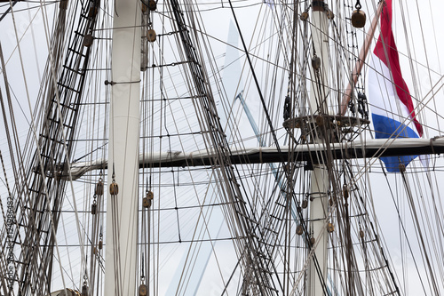 Rigging of a historical sailing ship