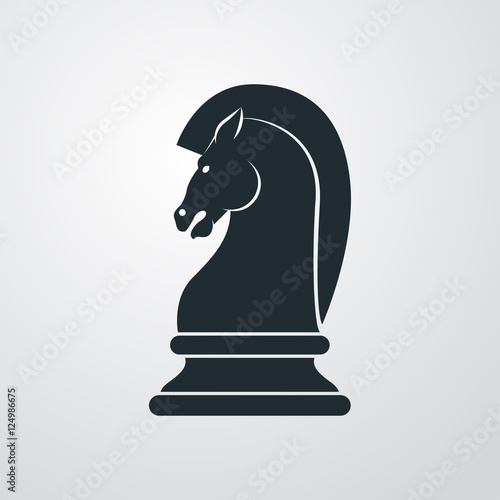 Icono plano caballo ajedrez sobre fondo degradado