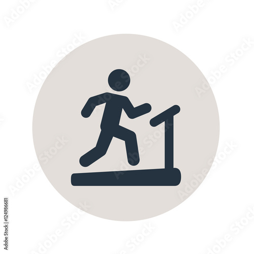 Icono plano cinta de correr en circulo gris