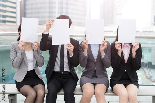 Canvas Print businesspeople with billboard in office