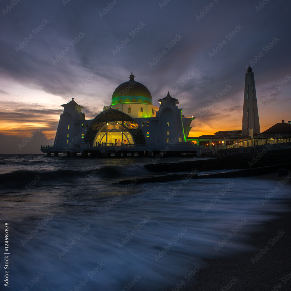 Dusk at a floating mosque